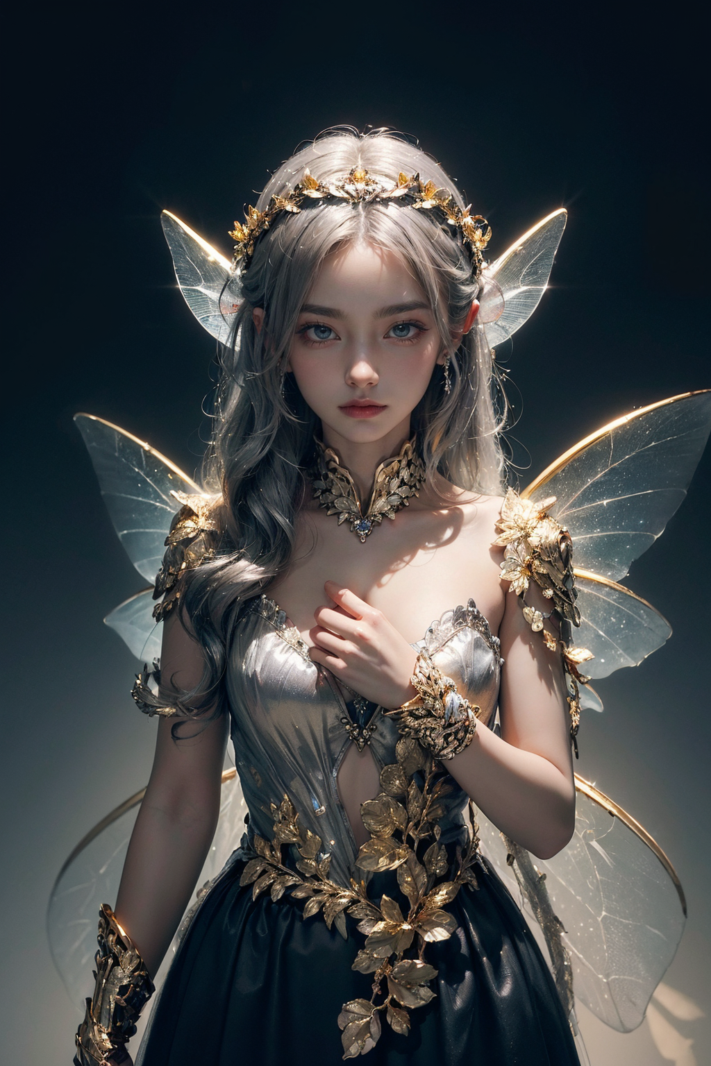 (((gold, silver, glimmer)), faerie), limited palette, contrast, phenomenal aesthetic, best quality, sumptuous artwork